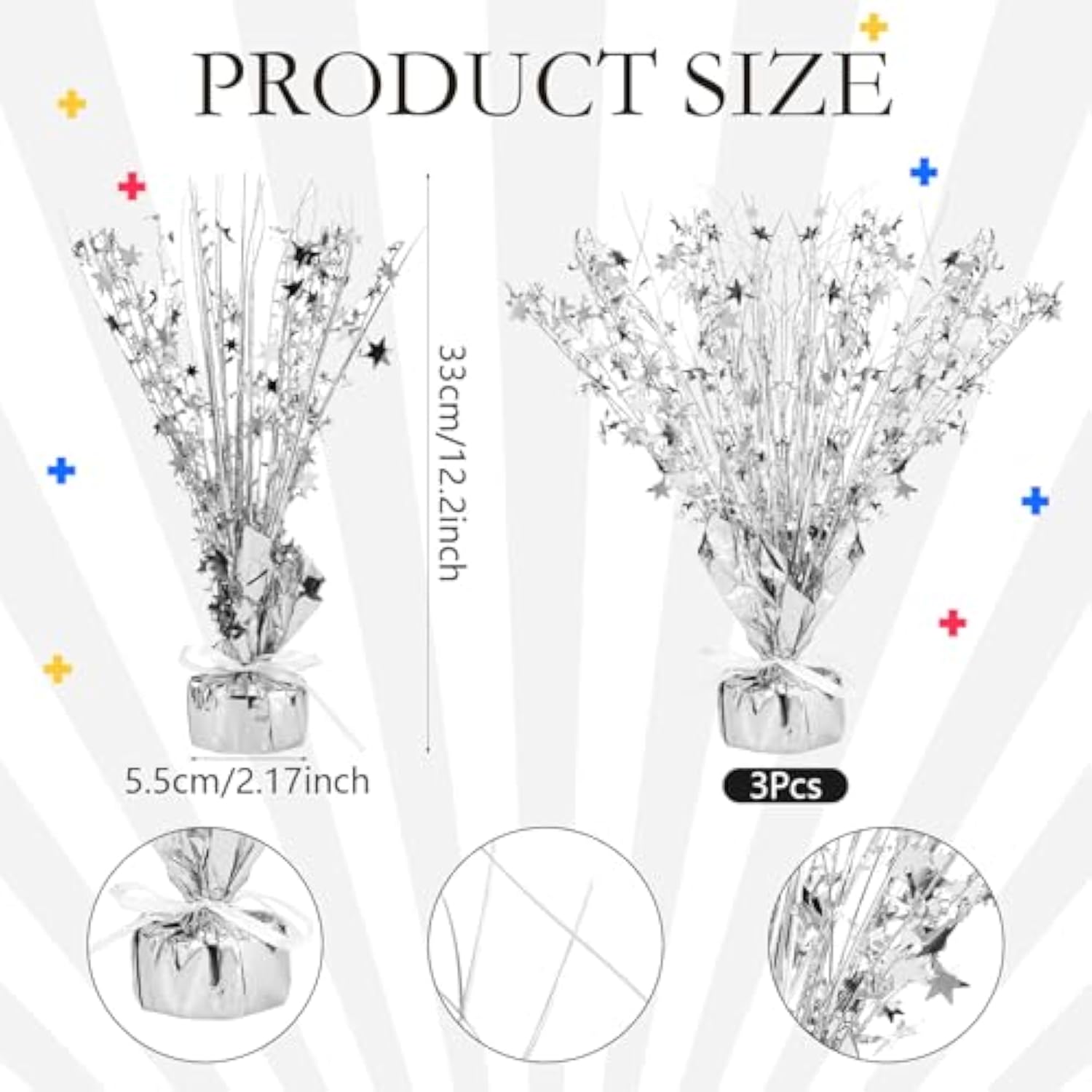 6-Piece Silver Metallic Star Spray Table Centerpieces for Parties and Holidays