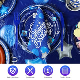 176-Piece Navy Blue Party Tableware Set with Plates, Cups, Napkins & More