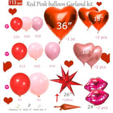 Pink And Red Balloon Garland Kit 125Pcs Valentines Day Balloon Arch Wi