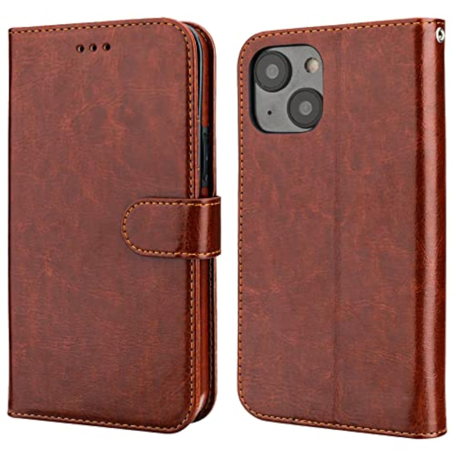 Detachable Wallet Case For Iphone 14 Plus Rfid Blocking Card Slots Holder Premium Pu Leather Magnetic Kickstand Shockproof Wrist Strap Removable Flip Protective Cover 5G 6.7 Inch (Brown)