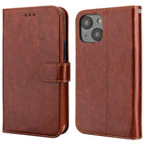 Detachable Wallet Case For Iphone 14 Plus Rfid Blocking Card Slots Holder Premium Pu Leather Magnetic Kickstand Shockproof Wrist Strap Removable Flip Protective Cover 5G 6.7 Inch (Brown)