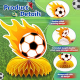 10 Pcs Soccer Party Decorations, 3D Soccer Honeycomb Centerpiece, Soccer Centerpieces for Table with Reusable Paper Clips for 2026 Matches Soccer Theme Birthday Party Supplies