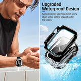 Waterproof Case for Apple Watch 44mm Series 6/5/4/SE - 2 in 1 Protective Cover with Glass