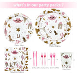 Cowgirl Party Supplies Set: Western Theme Tableware for 24