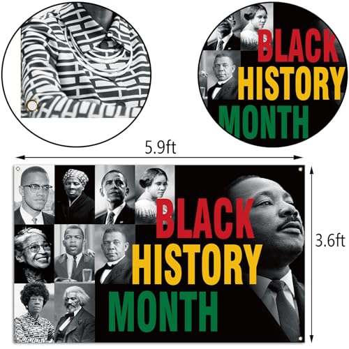 Black History Month Photo Booth Backdrop Martin Luther King African American National Holiday Party Decorations February School Classroom Wall Decor (5.9×3.6ft)