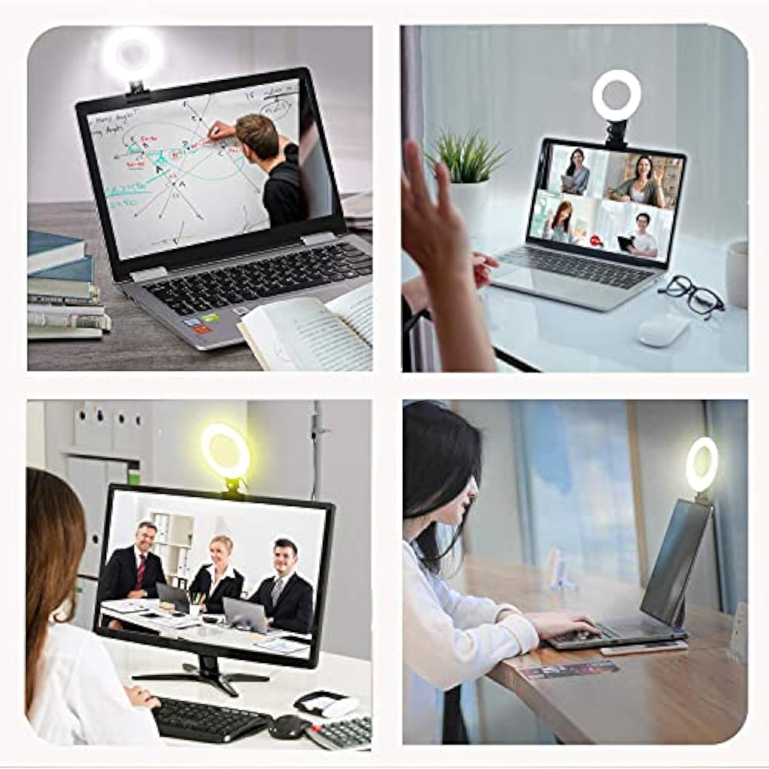 Dimmable 3200K-6500K LED Ring Light Clip-On for Laptop, Phone, and Monitor