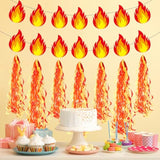 Fire Flame Birthday Party Decoration Pentecost Decorations Fireman Paper Banner Flame Hanging Swirls Streamer Firefighter Photo Booth Prop Supplies Favors Gatherings Celebrations Decor
