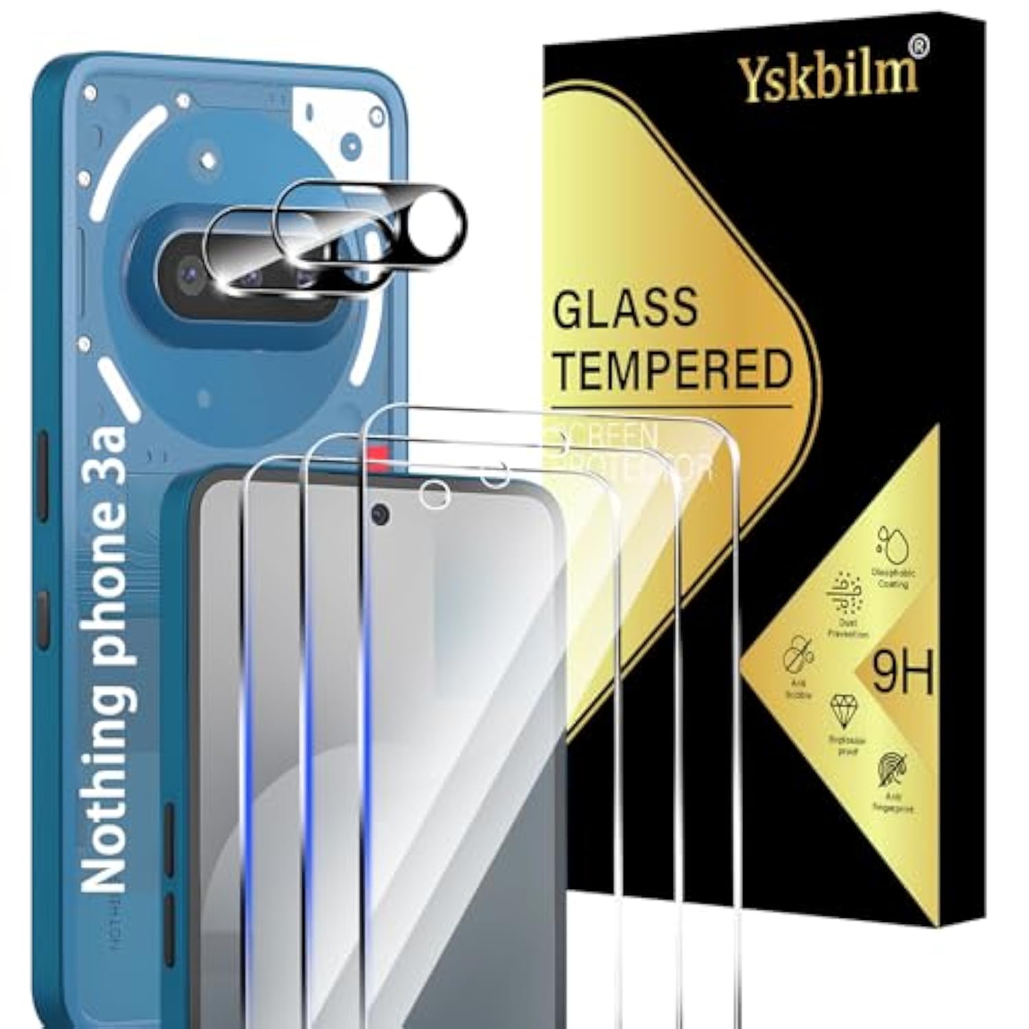 (3+2 Pack) Designed For Nothing Phone 3A Tempered Glass Screen Protector + Camera Lens Protector,[Bubble-Free][Anti-Scratch] Screen Protector Glass For Nothing Phone 3A