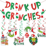 Drink Up Banner Red Green Glitter Christmas Banner Green Monster Party Decorations Christmas Party Supplies The Whollive Christmas Decor