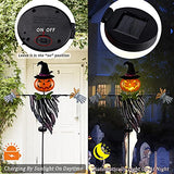 Halloween Yard Stake, 46.4" Solar Lighted Metal Pumpkin Head Scarecrow Stake, Outdoor Decoration Garden Lawn Driveway Yard Sign for Halloween
