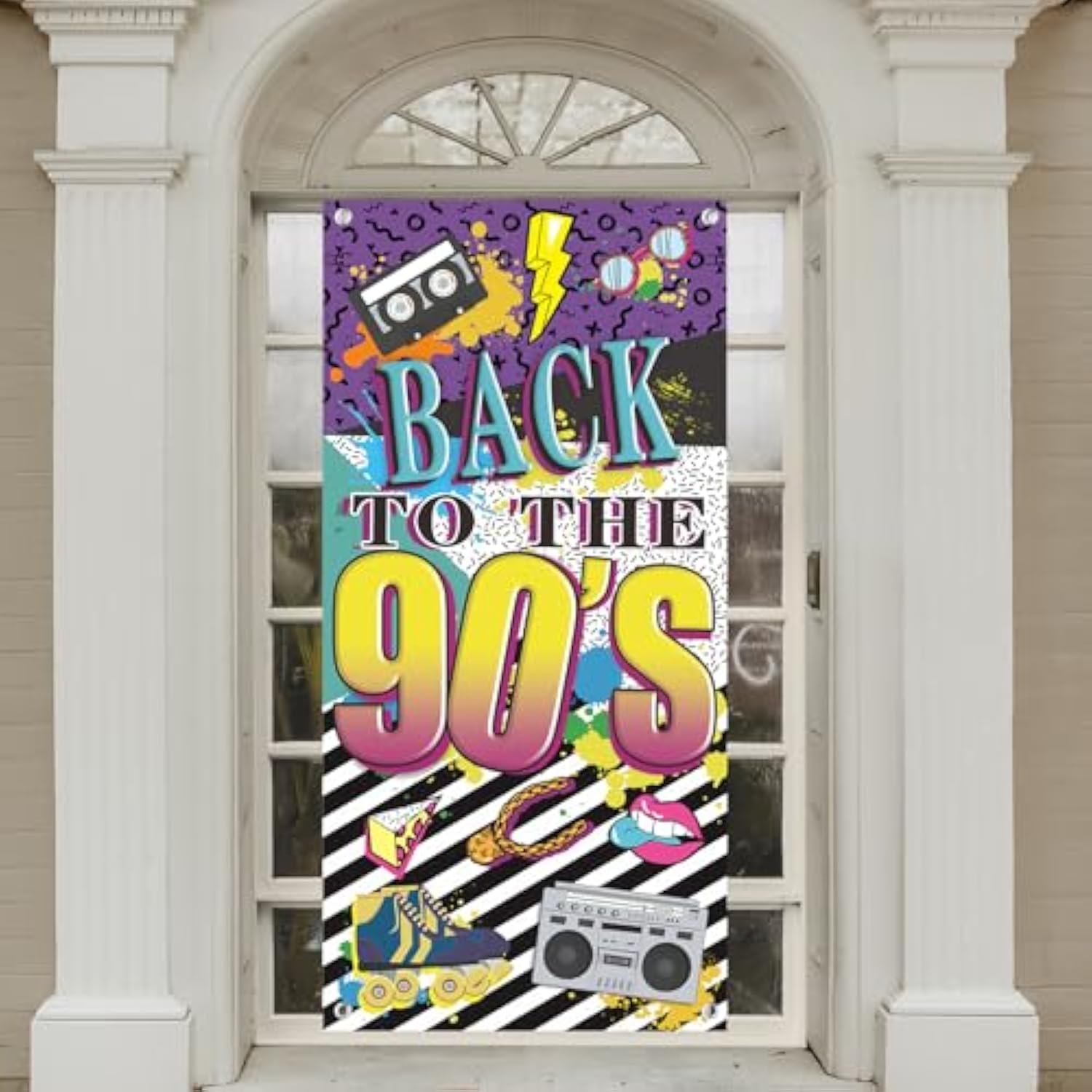 90s Themed Door Banner, Graffiti Backdrop for Hip Hop Party & Photo Booth Decor
