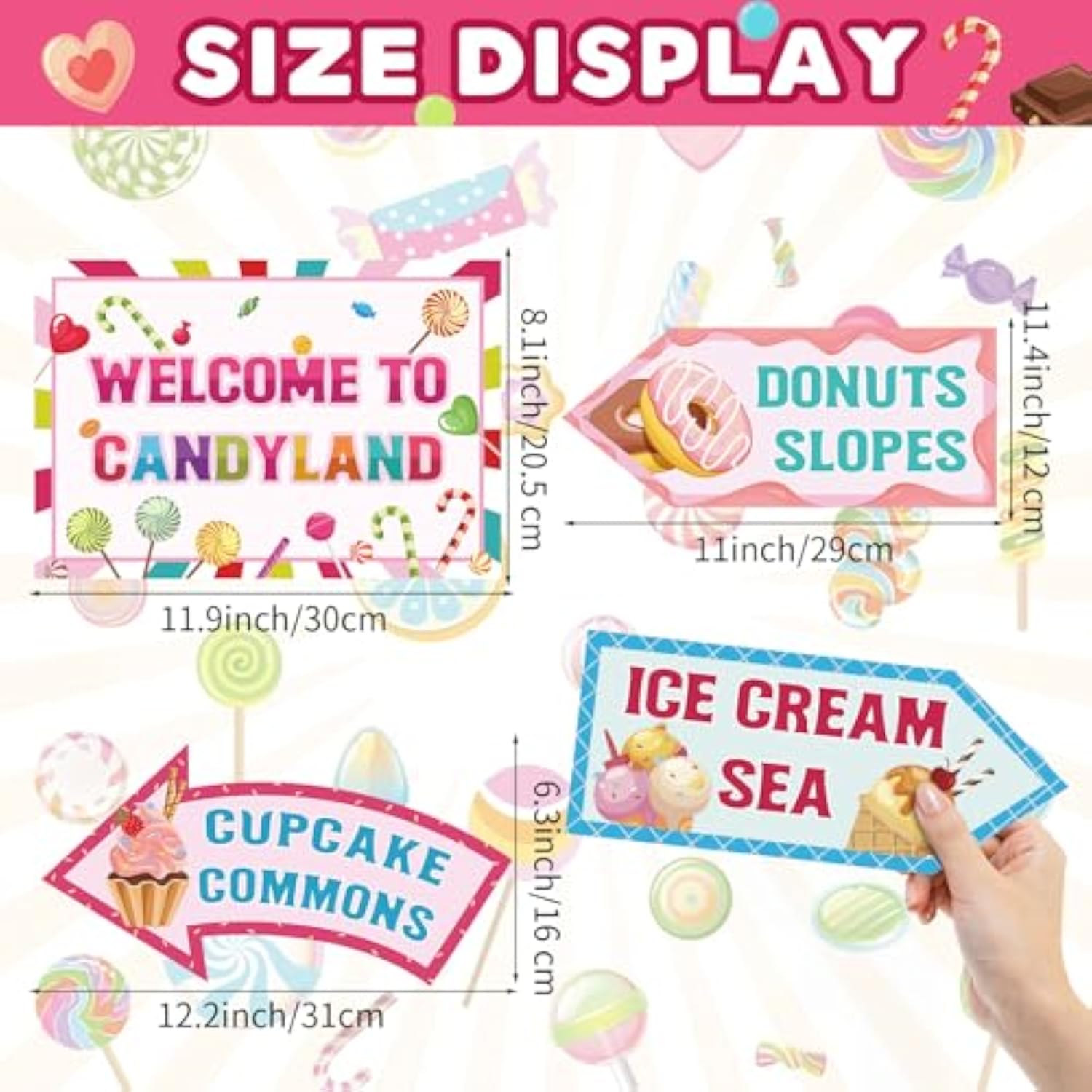 20 Pieces Candyland Decorations Welcome To Candyland Signs Candy Party Decorations For Kids Girls Candy Land Themed Birthday Party Halloween Christmas Trunk Or Treat Car Decorations