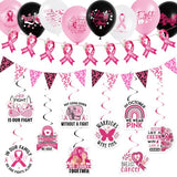 Breast Cancer Awareness Decorations, Pink Ribbon Balloons Black Pink