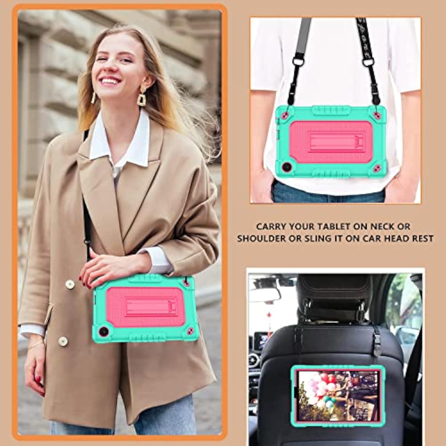 For Tcl Tab 8 Le Tablet Case,With Shoulder Strap Soft Silicone&Hard Back Hybri