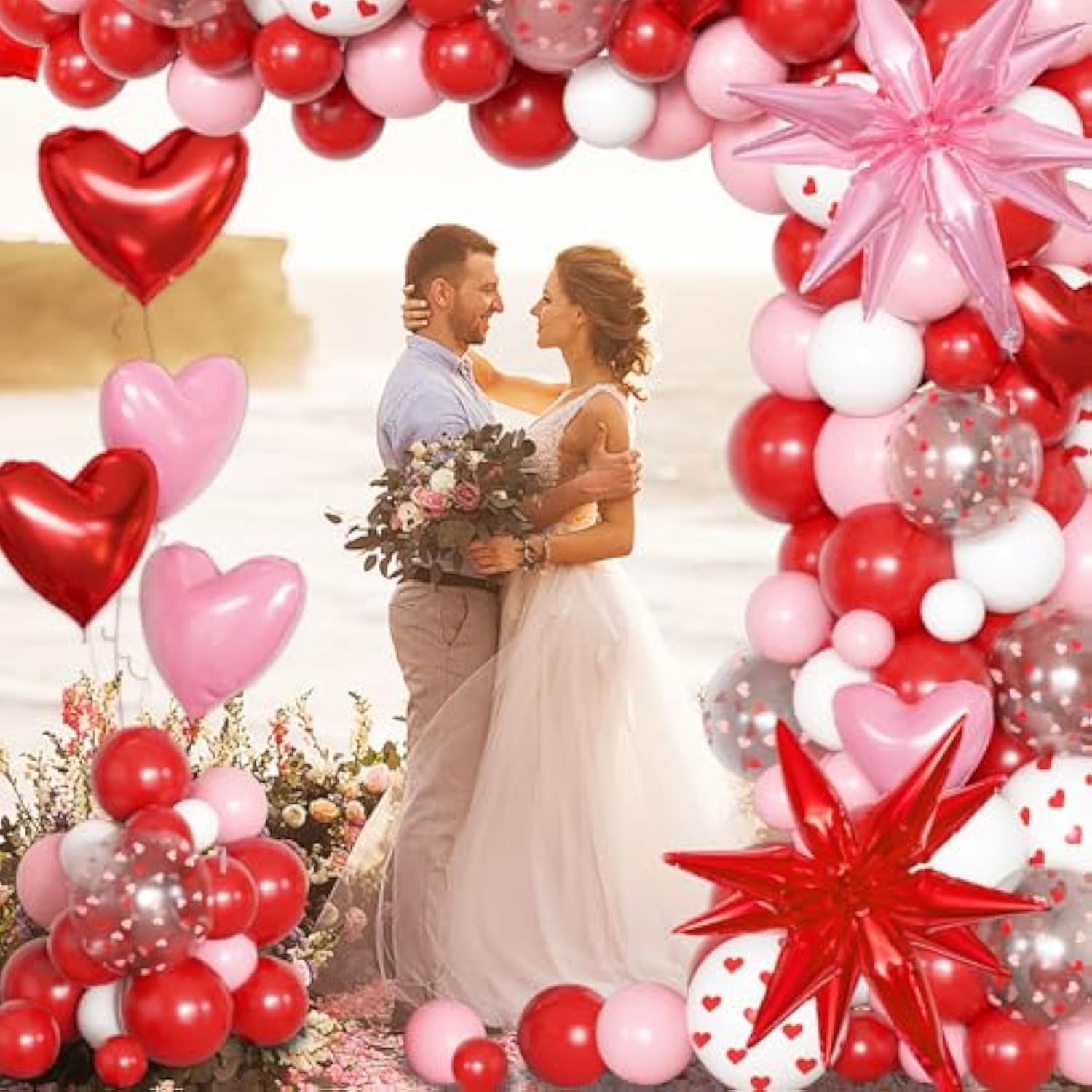 169Pcs Valentines Day Balloons Garland Arch Kit, Pink Red White Confetti Heart Balloon For Women Girls Valentine'S Mother'S Day Wedding Bachelorette Engagement Anniversary Party Decorations