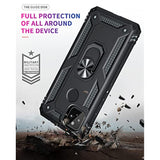 Google Pixel 4A 5G Heavy Duty Armor Case with 2 Pack Tempered Glass Screen Protector, Magnetic Ring Stand Phone Case Black
