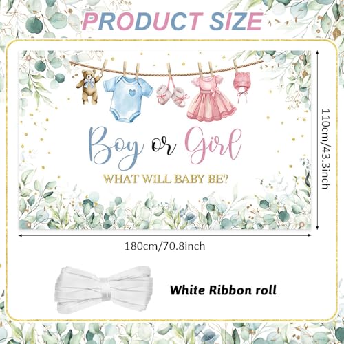 Gender Reveal Decorations Backdrop Banner for Boy Girl 6x3.6ft