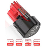 2 Pack 3.0Ah Replacement Battery For Milwaukee M-12 Battery 48-11-2420 12V Lithium Ion Battery For Milwaukee 12V Heated Jacket & 48-11-2440 48-11-2402 48-11-2411 Cordless Power Tools