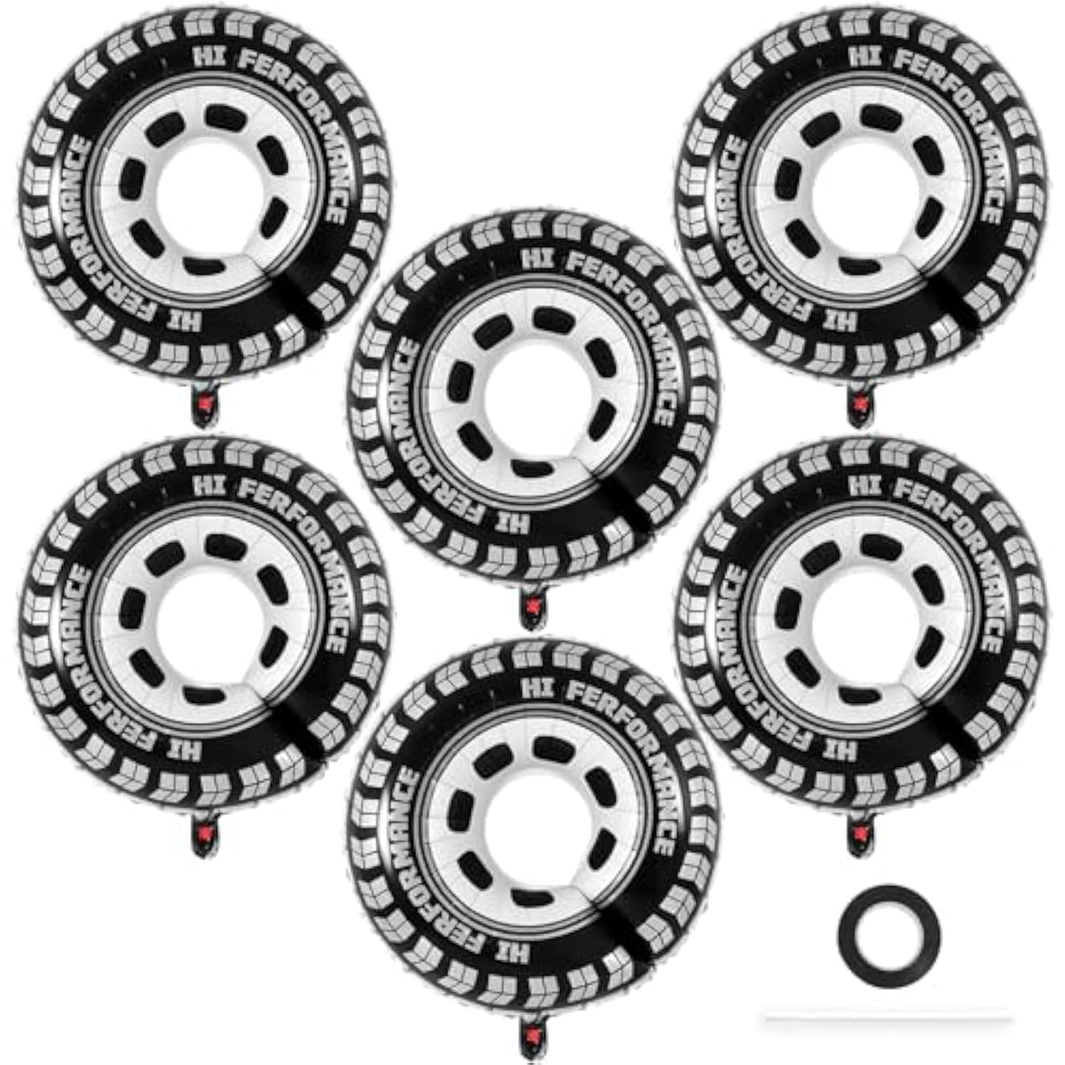 6 Pcs 30 Inch Wheel Balloons Tire Race Car Foil Balloons Party Decorations