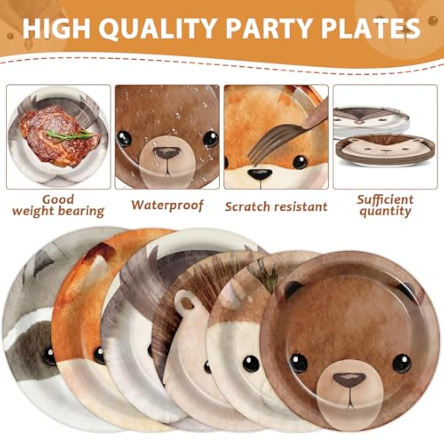 96Pcs Woodland Party Paper Plates And Napkins For Animal Party Decorations Woodland Creatures Dessert Plates Disposable Tableware For Kids Serves 24 Baby Shower Birthday Forest Animal Themed Supplies