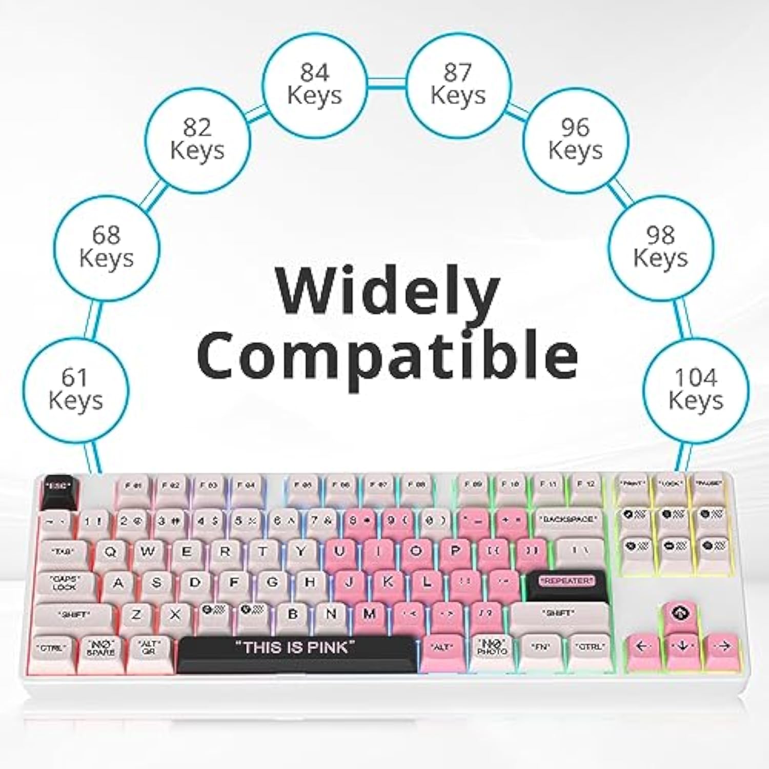 Cute Pbt Xda Keycaps 144 Keys Pink Heart Custom Keycaps 75 Percent Keyboard Ke