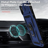 For Iphone Xr Case,With Camera Lens Cover Hd Screen Protector,[Military Grade] Ring Car Mount Kickstand Hybrid Hard Pc Soft Tpu Shockproof Protective Case For Iphone Xr-Blue