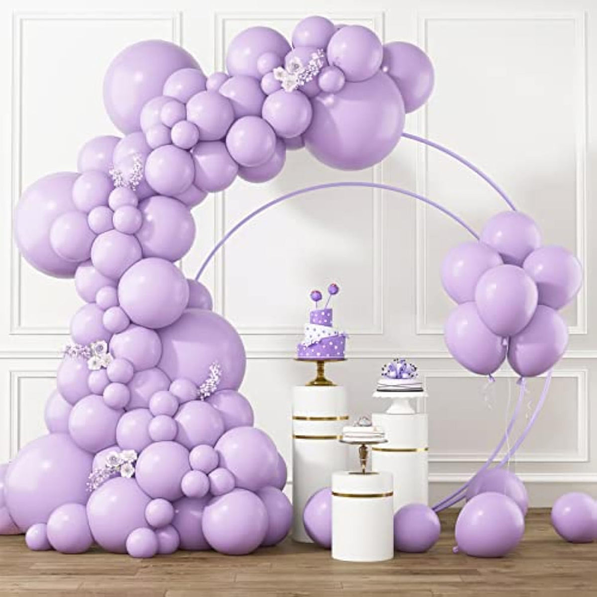 Pastel Purple Balloons Different Sizes 105Pcs 5/10/12/18 Inches For Garland Arch, Light Purple Latex Ballons For Birthday Baby Shower Wedding Lavender Balloon Party Decorations