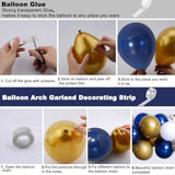 Blue & Gold Birthday Party Decoration Kit: Backdrop, Balloons, Tablecloth