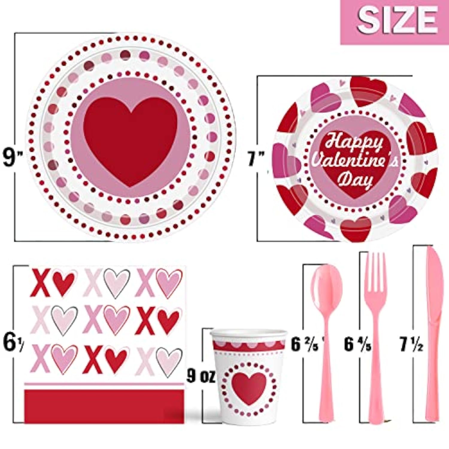 2025 Valentines Day Paper Plate Tableware Set - 177 Pcs Heart And Love Disposable Dinnerware With 2 Tablecloth - Red Paper Plates Napkins Cups For Valentines Day Kids School Office Party Supply