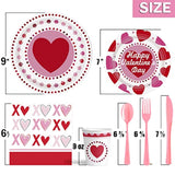 2025 Valentines Day Paper Plate Tableware Set - 177 Pcs Heart And Love Disposable Dinnerware With 2 Tablecloth - Red Paper Plates Napkins Cups For Valentines Day Kids School Office Party Supply