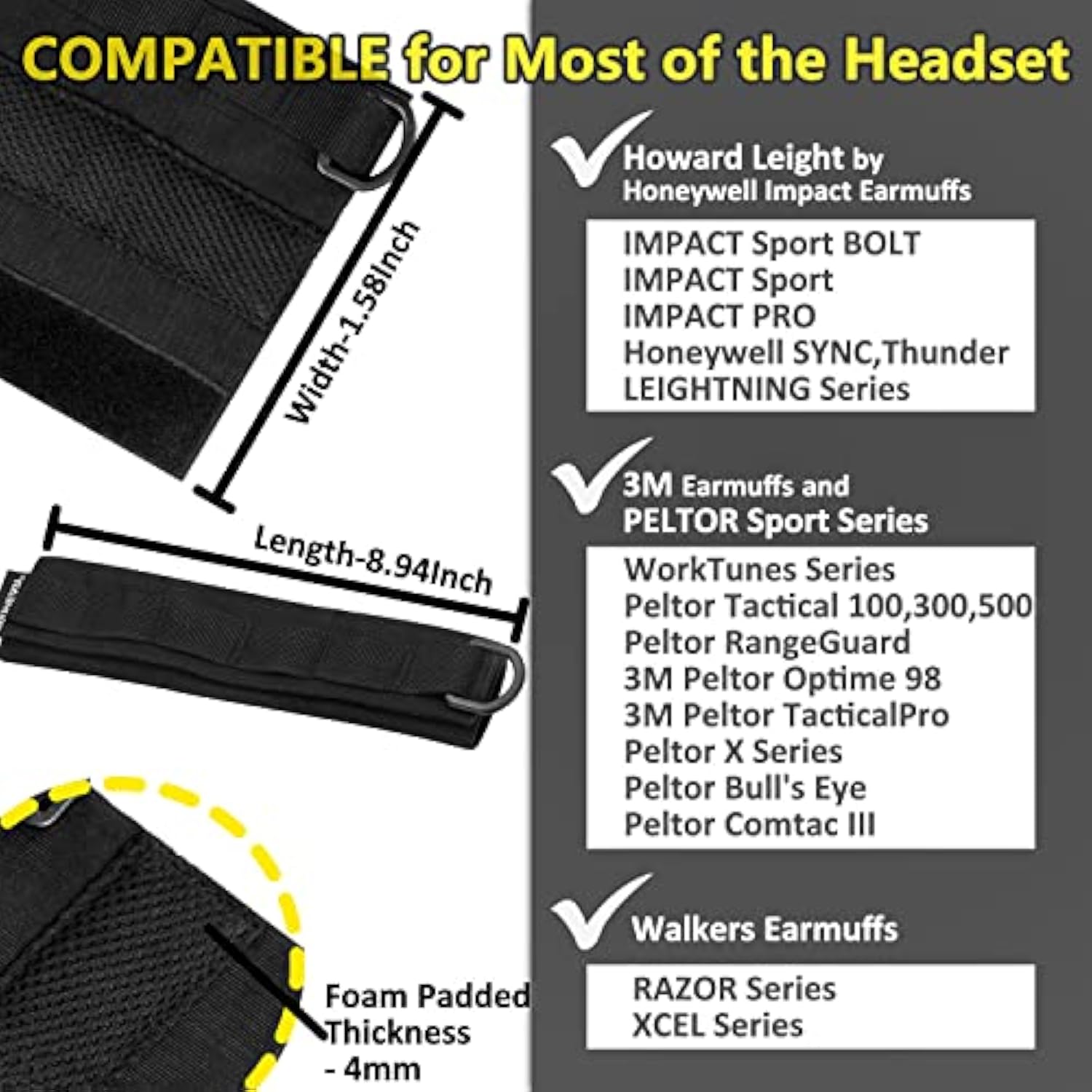Hc01 Headset Cover Tactical Advanced Earmuffs Modular Cover Fit For 3M Worktunes Peltor Howard Leight Impact Walkers Razor - Black