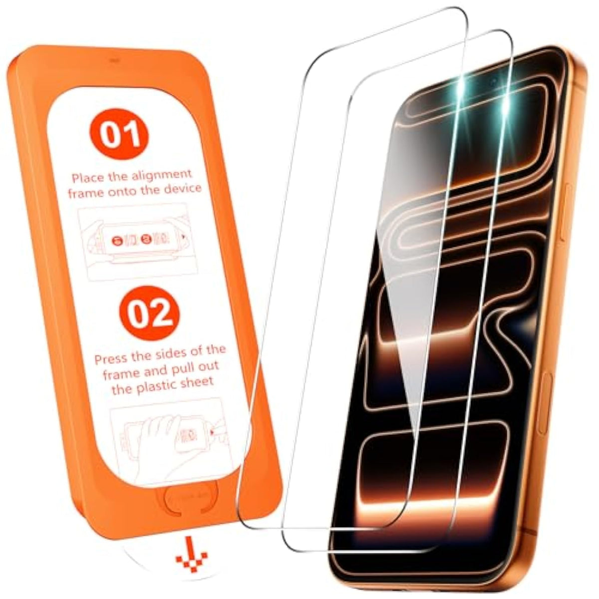 OMOTON Screen Protector for iPhone 17 Pro Max [Auto-Dust Removal], Tempered Glass with 9H+ Hardness & 12FT Military Grade Shatterproof, Full Coverage Protection, 2 Pack