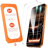 OMOTON Screen Protector for iPhone 17 Pro Max [Auto-Dust Removal], Tempered Glass with 9H+ Hardness & 12FT Military Grade Shatterproof, Full Coverage Protection, 2 Pack