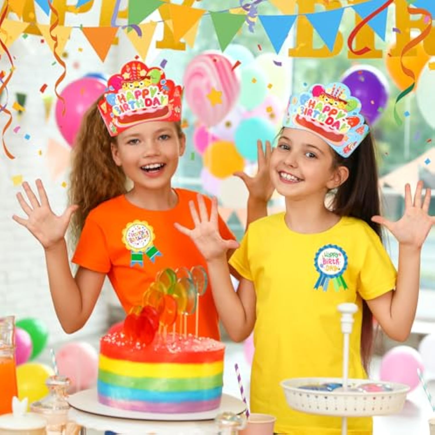 72 Pcs Birthday Crowns For Kids Classroom Colorful Paper Hats Happy Birthday Badge Stickers Teacher Classroom Birthdays Gifts For Students School Party Favors Supplies