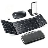 Foldable Keyboard And Mouse, Usb-C Rechargeable Folding Wireless Bluetooth Keyboard Combo, Full-Size Portable Travel Keyboard & Mouse For Business Travel, Compatible With Laptop Ipad Tablet