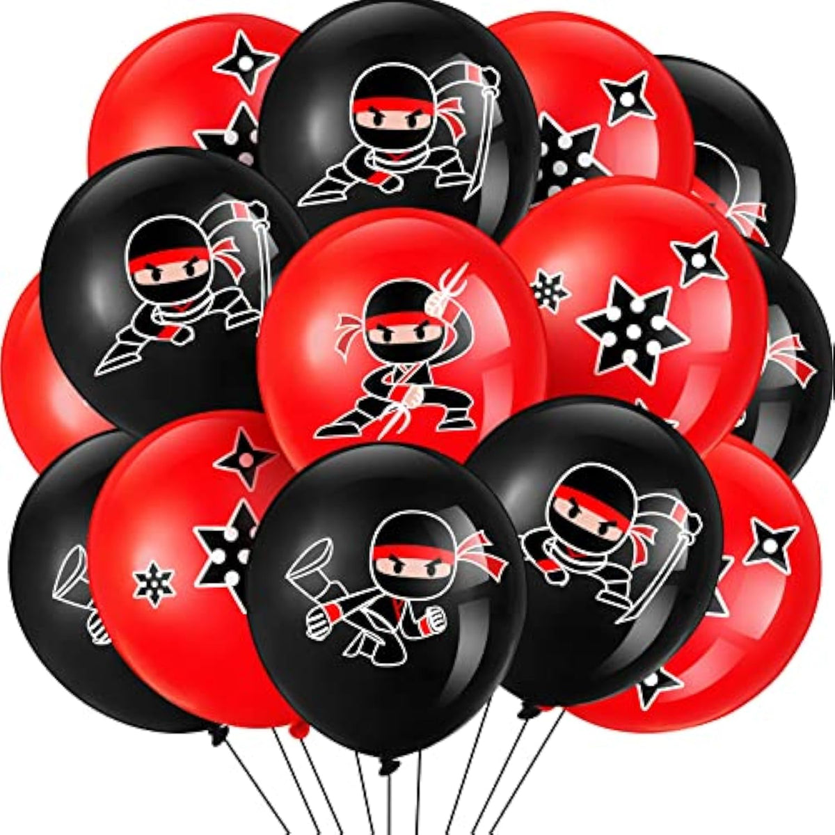 60 Pcs Red/Black Ninja Latex Balloons: Kid's Birthday Party & Baby Shower Decor