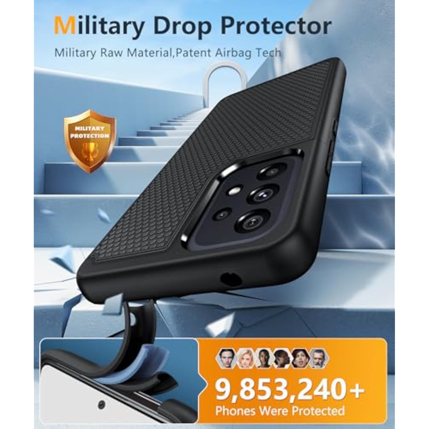 For Samsung Galaxy A53-5G Phone Case: Dual Layer Protective Heavy Duty Cell Phone Cover Shockproof Rugged With Non Slip Textured Back - Military Protection - 6.5Inch (Matte Black)