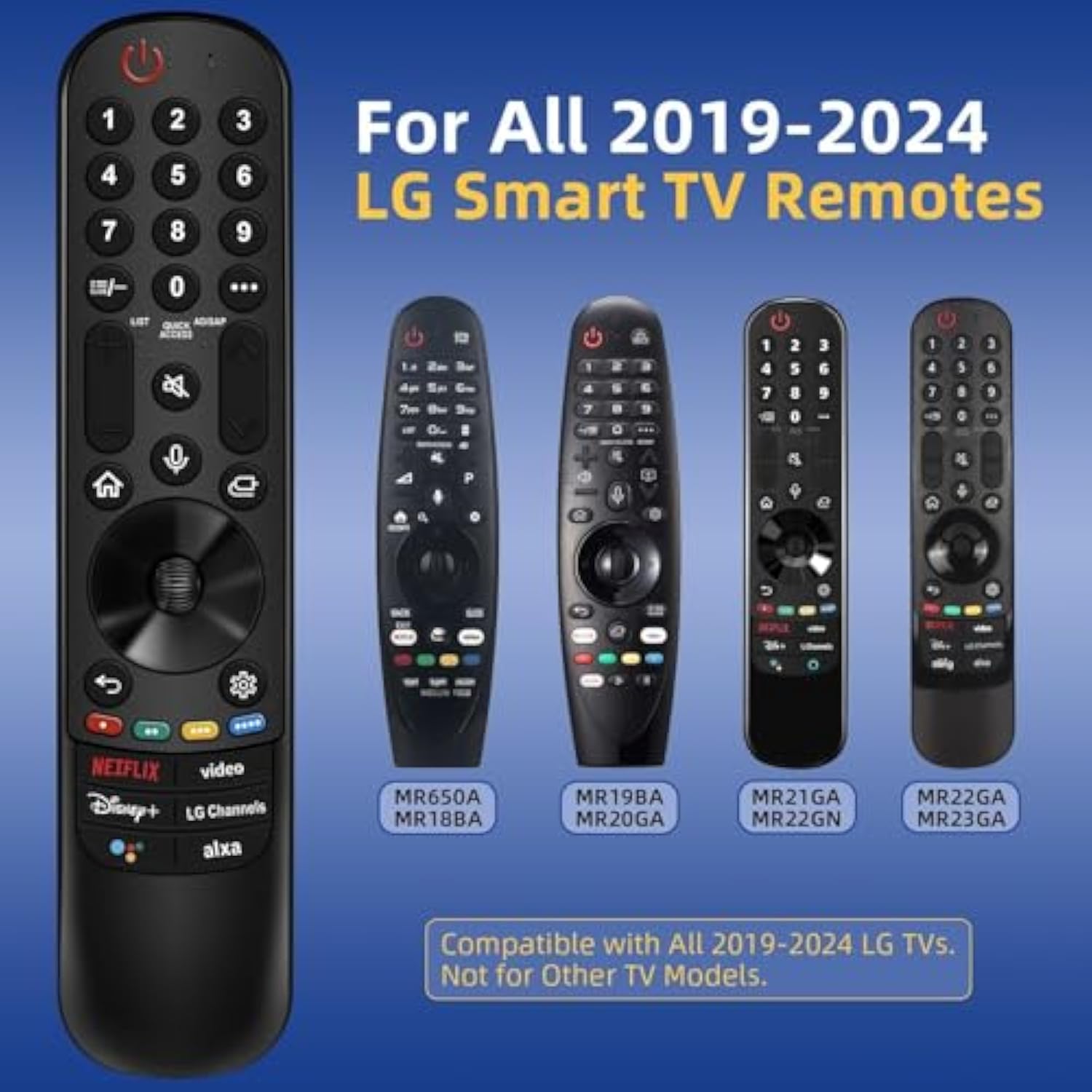 for LG TV Remote Replacement, for LG Remote Control for All 2019-2023 LG Smart TVs, for LG Magic Remote MR22/23GA with Voice and Pointer Function. for LG TV ThinQ OLED WebOS UHD 4K. 1-Year .