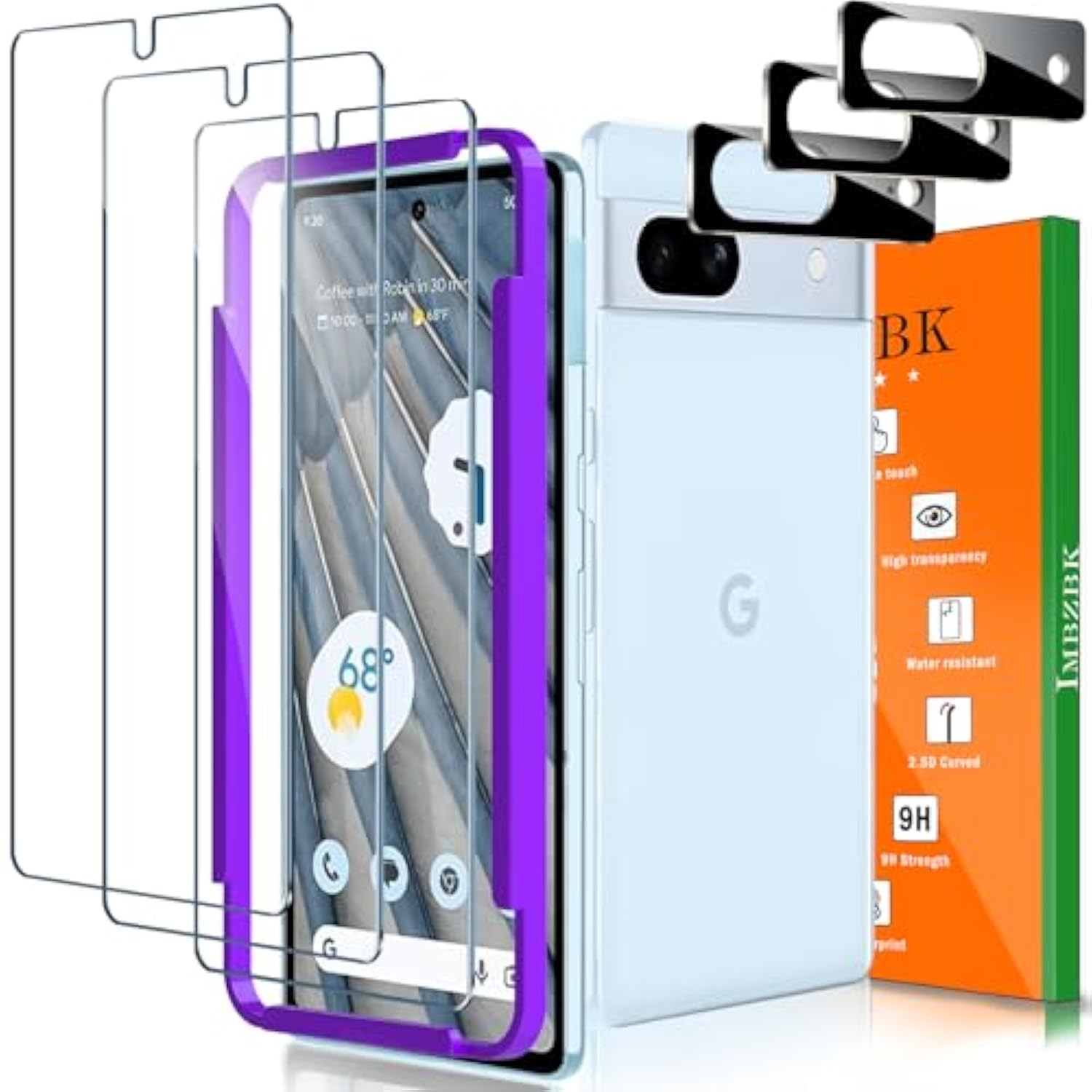 4 Pack Screen Protector with 4 Pack Camera Lens Protector for Pixel 7a