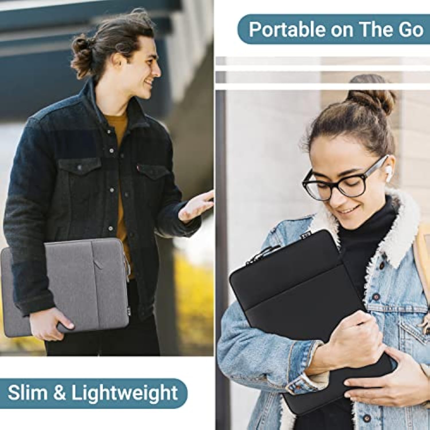 Laptop Case 14 Inch,Waterproof Laptop Sleeve 14 Inch For 14" Notebook/Macbook Air 15/14" Lenovo Thinkpad Ideapad Asus Hp Dell,2023-2025 Macbook Air 15 15.3 M4 M3 M2 Etc With Accessory Bag-Black