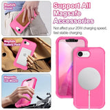Magnetic For Iphone 16E Case Built In Screen Protector [Compatible With Magsafe] Military-Grade Protection Full Body Shockproof Slim Translucent Matte Women Girls Men, Hot Pink