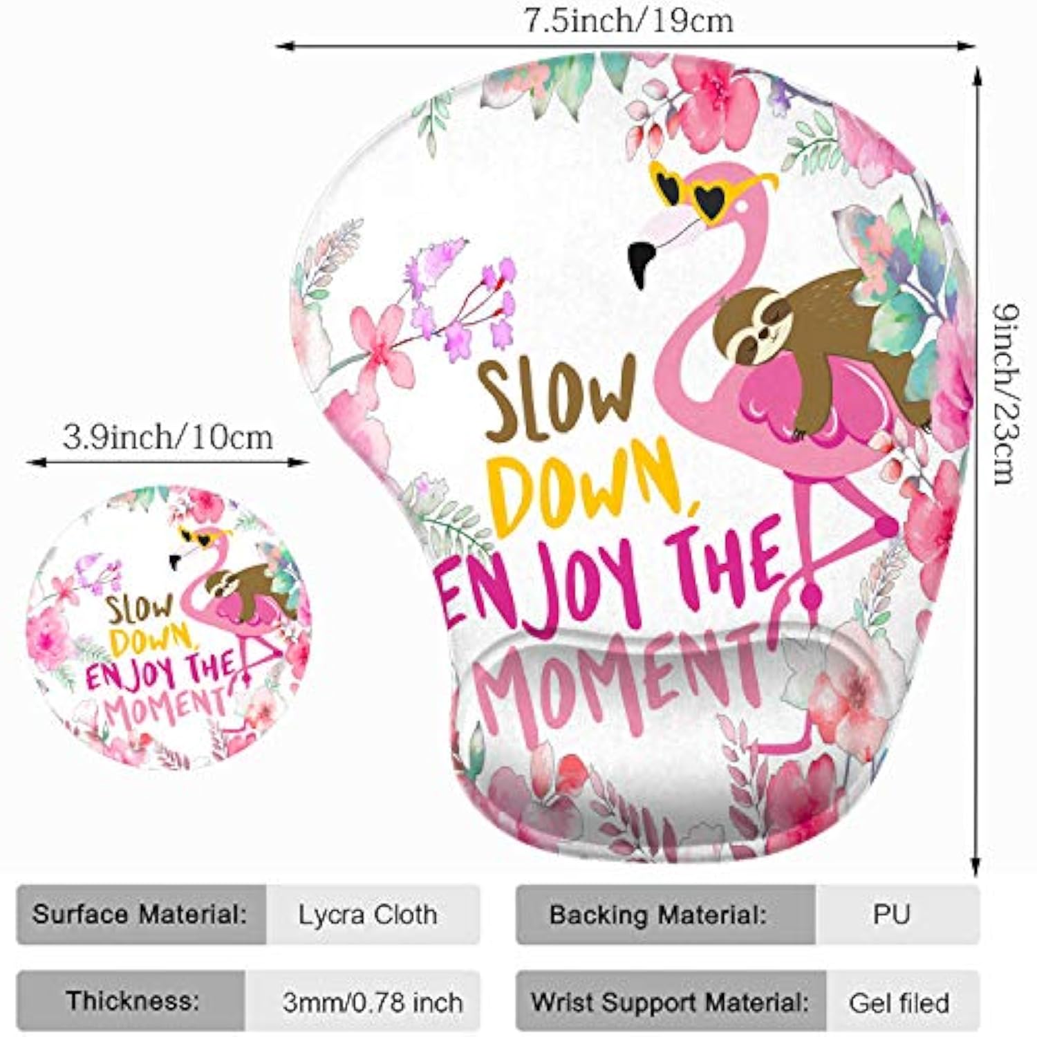 2 Pack Gaming Mouse Pad And Coaster,Ergonomic Mouse Pad With Wrist Support Gel,Non-Slip Pu Base,Easy Typing Pain Relief Effect,Suitable For Office And Home (Cute Sloth And Flamingo)