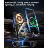 15W Transparent Smart Sensor Car Wireless Charger,Auto-Clamping Car Air Vent Phone Holder?Qc Fast Charging For Iphone15/14/13/12/11/X/8Plug Series,Samsung S Series/Noteseries (Black)