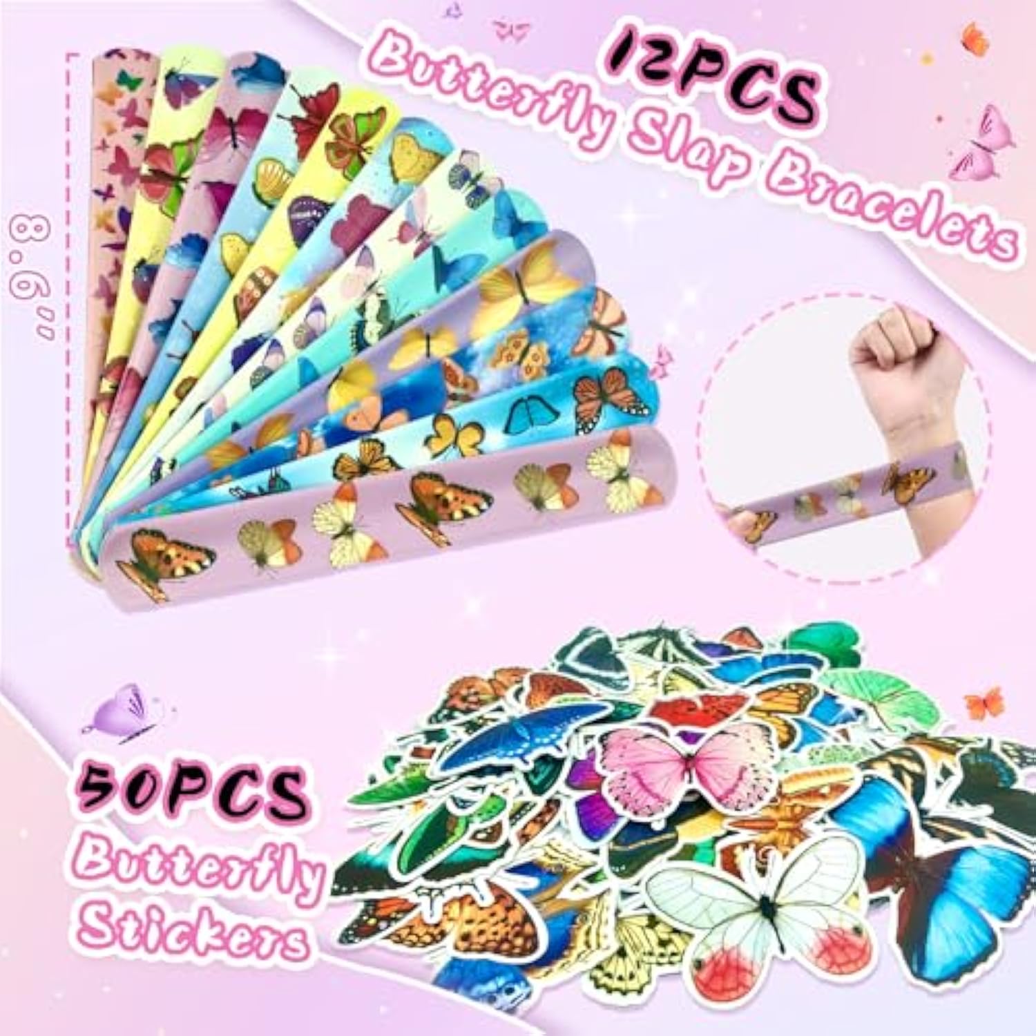 Butterfly Party Favors 122Pcs Butterfly Themed Birthday Supplies Set Fairy Party Favors Decorations Keychains Bracelets Goodie Bags Tattoo Stickers Gifts For Pinata Filler