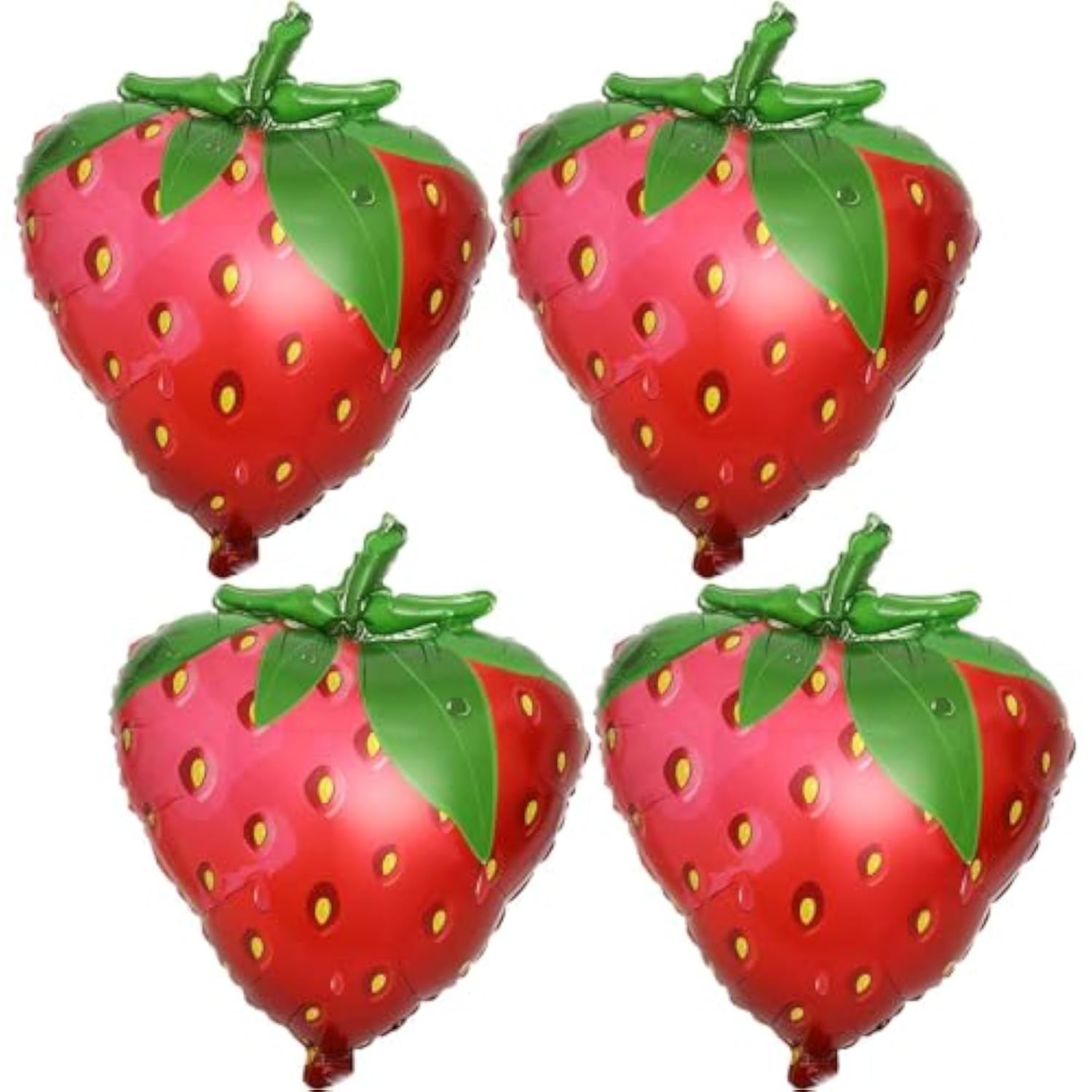 4 Giant Strawberry Balloons 24" Cute Foil Fruit-Themed Party Decorations