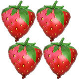 4 Giant Strawberry Balloons 24" Cute Foil Fruit-Themed Party Decorations