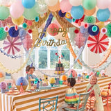 Meri Meri Honeycomb Happy Birthday Banner (Pack of 1), 2 Strands, 9' Birthday Party Garland (13' Including Excess Cord), Meri Meri Party Garland