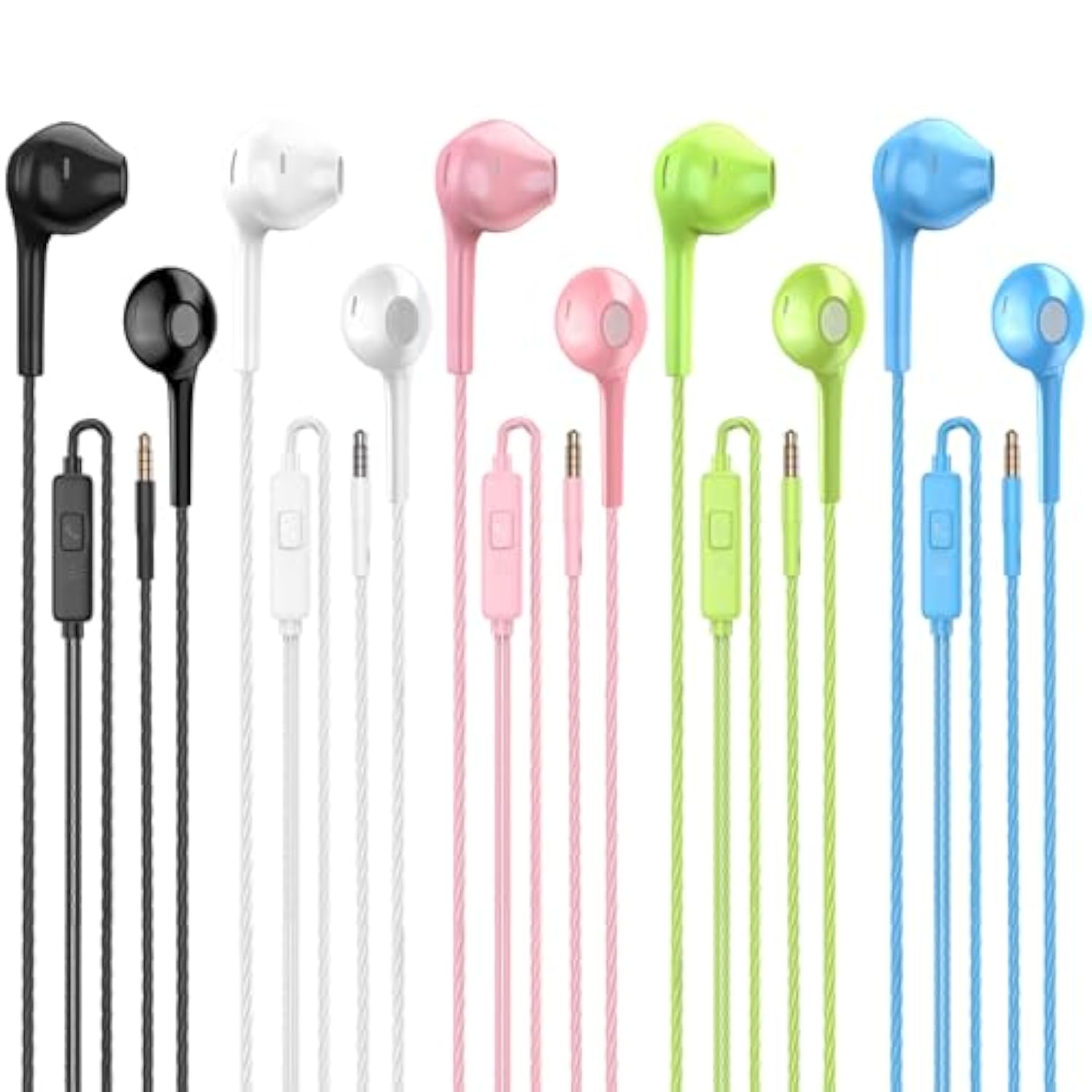 Earbuds Headphones With Microphone Pack Of 5, Noise Isolating Wired Earbuds, E