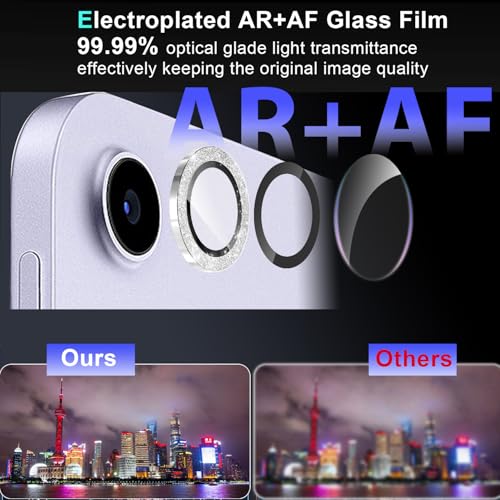 (2 Set for iPad Air 13/ Air 11 M3 Camera Lens Protector, Glitter Bling Sparkly Tempered Glass Camera Cover Protector Metal Individual Ring