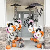 50Pcs Girls Halloween Balloons - Pink, Orange, Black, White with Ghost, Bat & Witch Print